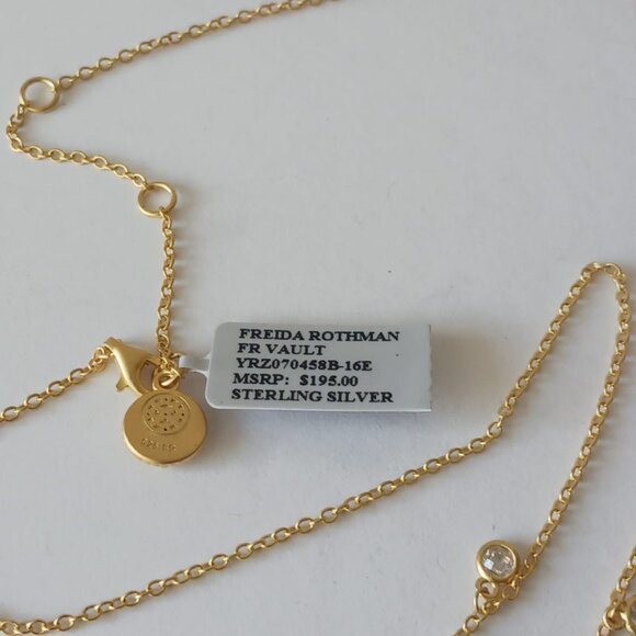 FREIDA ROTHMAN 14kt Gold Plated Cubic Zirconia Heart Love Necklace - Picture 14 of 15